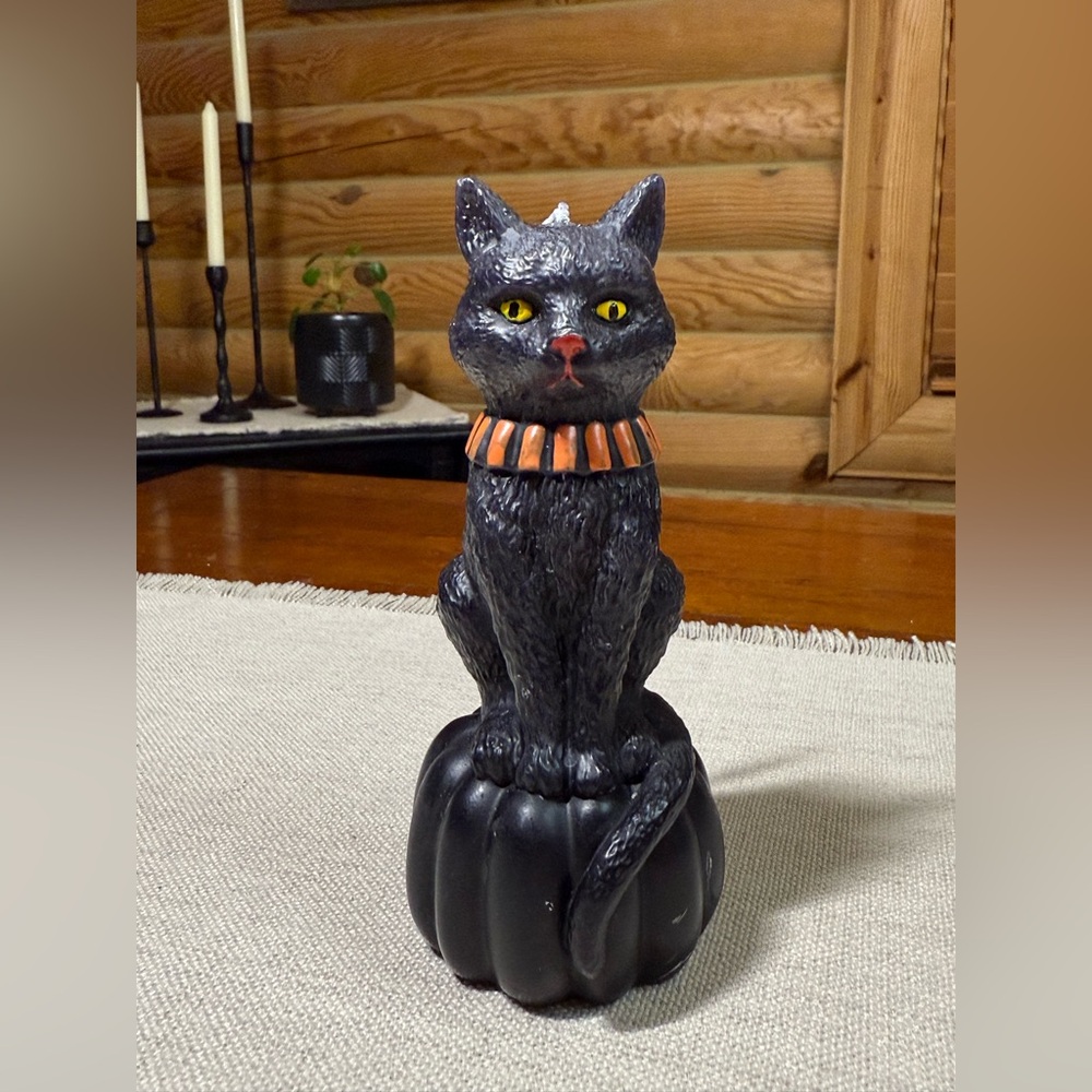 BLACK CAT Decorative HALLOWEEN Pillar CANDLE